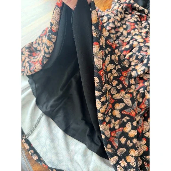 SM Wardrobe Butterfly Print Fit and Flare Dress Sleeveless V-Neck Black Large - Picture 6 of 9